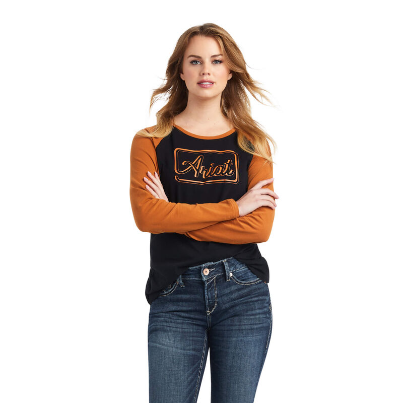 Ariat Hemden Damen - Real Baseball Schwarz/Braun ( NZABS-0592 )